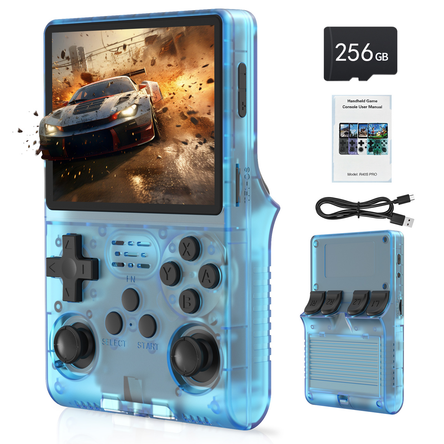 RegiisJoy R40S PRO Handheld Game Console 30000 Games 256GB Blue HGC-BL